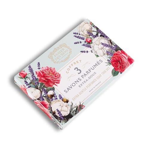 French Shea Butter Soap Gift Set - Lavender, Rose & Cotton Fragrances, 3 Bars - Variation: Cotton, Lavender, Rose