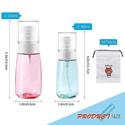 AMORIX 100ml Fine Mist Spray Bottle 6PCS Empty Spray Bottles and 6PCS 60ml Travel Spray Bottle Bundle