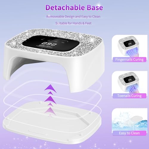 Silver UV LED Nail Lamp Dryer for Gel Nails 268W with Touch Screen & Sensor
