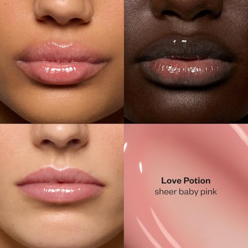 Kosas Lip Pulse Lip Plumper Gloss - Non-Sticky Hydrating Lip Gloss with Warming-Cooling Tingle, Mirror Shine, Love Potion Variant