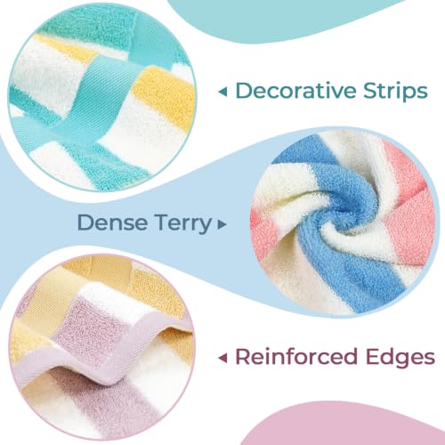 Cotton Washcloths Set 12-Pack with 3 Colors - Soft Face and Body Towels
