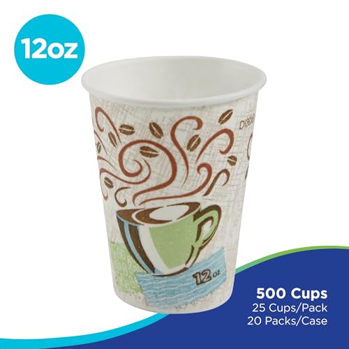 Dixie PerfecTouch 12 oz Disposable Coffee Cups - 500 Count, Insulated, No Foam, Haze Design