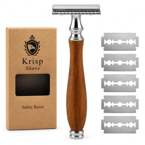 (4.5 Inch) Long Wood Handle Safety Razor for Men Women - Double Edge