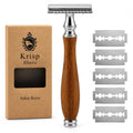 (4.5 Inch) Long Wood Handle Safety Razor for Men Women - Double Edge
