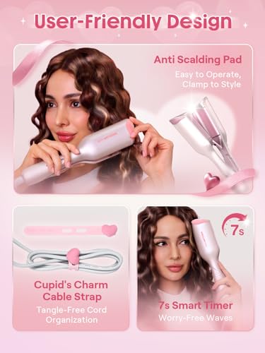 SHEGLAM Pink 1-Inch Beach Wave Hair Waver - Hair Styling Tool for Waves