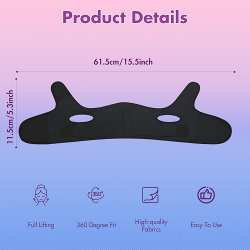 4 Pack Face Slimming Strap, Double Chin Reducer Band, Graphene V-Line Mask Chin Up Mask V Shaped Face Mask Chin strap for sleeping, V-Line Lifting for Women, Medium, 4 Black