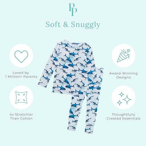 Sharks Boys Pajamas Set - Toddler Long Sleeve PJs for Kids 5-6 Years