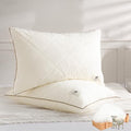 Natural Wool Pillow Set of 2 - Off White, Standard Size, Support Gusseted Bed Pillows for Side Sleepers