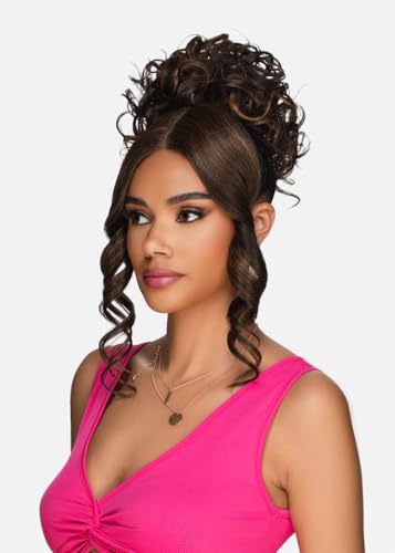 Vivica A. Fox Hair Collection Curly Bun & Lace Bangs - Off Black 1B