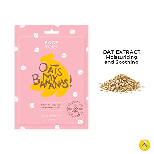 FACETORY K Beauty Face Mask Skin Care - OATS MY BANANAS CALMING Sheet Mask with Oat Extract | Milky Essence Soothes & Moisturizes (10 Pack)