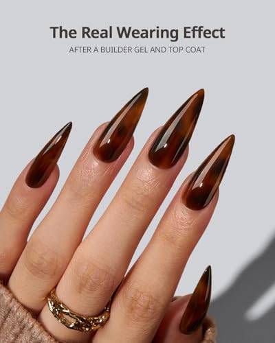 Long Stiletto Tortoise Shell False Nails - 96Pcs Press-On Nails Set