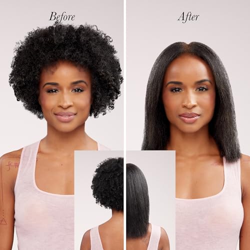 Hot Air Hair Straightening Brush with Ceramic Bristles & Negative Ion Technology - Adjustable Temp, Dual Voltage, Blush