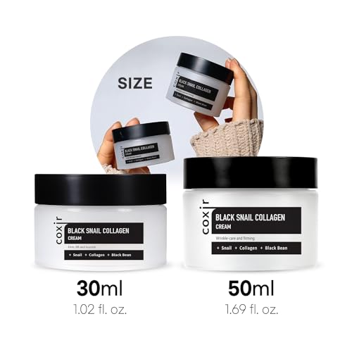 Black Snail Collagen Cream - Korean Snail Mucin with Peptides & Black Foods - 1.69 Fl Oz