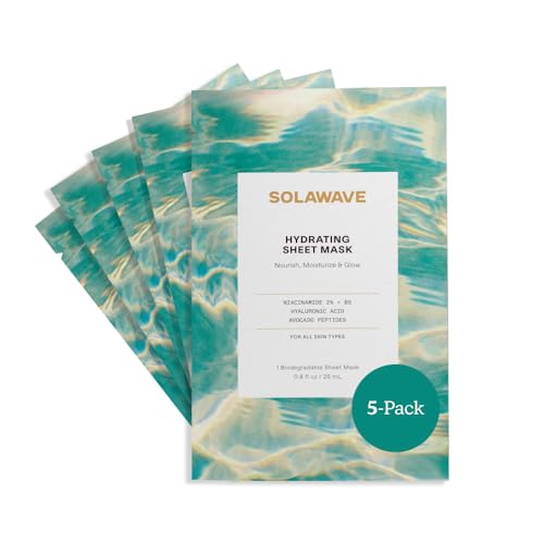 Hydrating Sheet Mask 5 Pack with Niacinamide & Hyaluronic Acid - Solawave