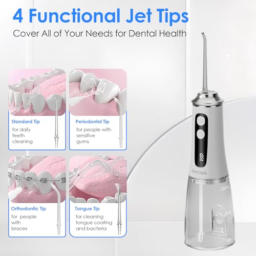 Water Flosser 300ml with 9+9 Modes & 4 Tips - White (D0051) - Cordless & Waterproof
