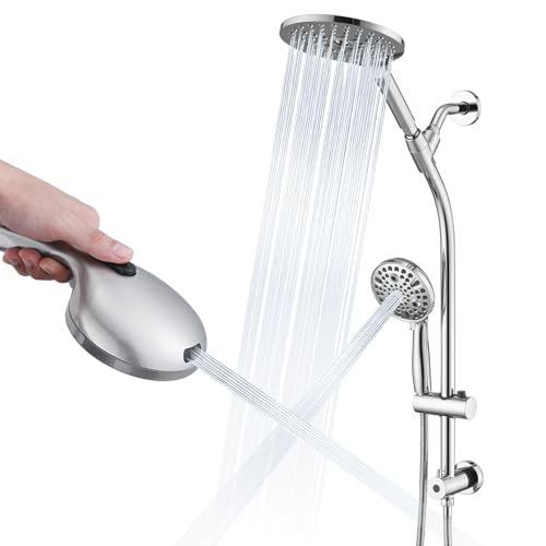 UCLIMAA Chrome High Pressure Shower Head & Handheld Combo with Adjustable Slide Bar
