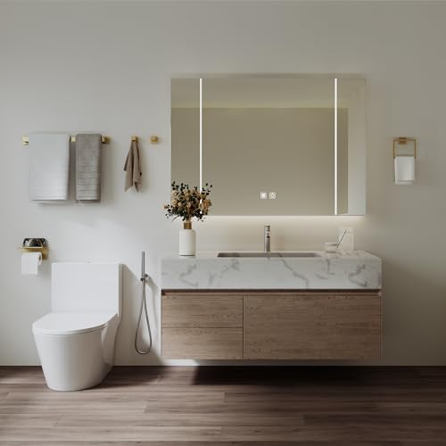 JIXB Brushed Gold Bathroom Hardware Accessories Set 10-Piece, 23.6 Inch Towel Bars & Toilet Paper Holders - Variation Brushed Gold / 10