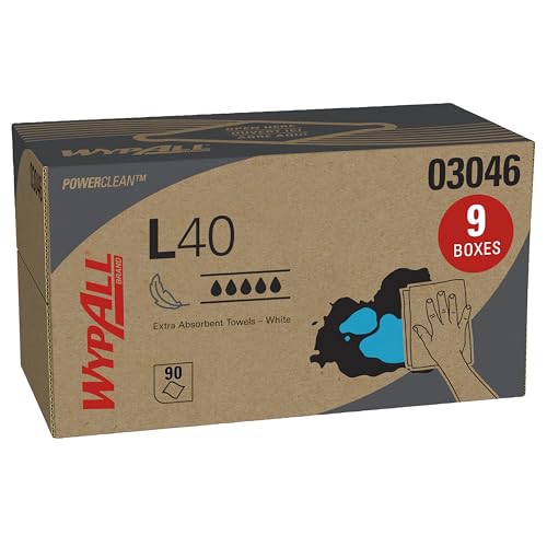 WypAll PowerClean L40 Extra Absorbent Towels 9 x 90 Sheets, Industrial Wipes