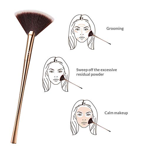 Makeup Brushes Set for Fan Brush Kabuki Foundation, Eyeshadow, Blush, Blending, Lip, Full Face Cosmetic Kit w/Brush Holder,11Pcs