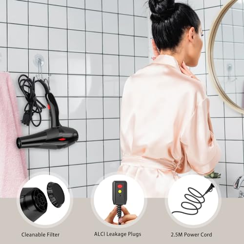 Obsidian Black Professional Ionic Hair Dryer 2400W with Diffuser - Conhaze