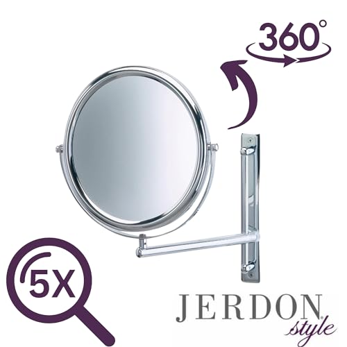 Wall-Mounted Makeup Mirror with 3X-1X Magnification, 9-Inch Diameter, Chrome Finish
