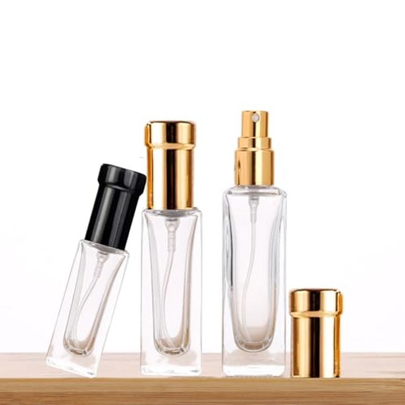 8PCS 20ml Perfume Spray Bottle, Mini Portable Travel Glass Square Spray Bottle,Small Fine Mist Spray Bottle, Refillable Glass Spray Bottle, Sample Spray Bottle (Black, 20ml)