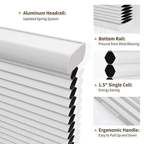 Joydeco Cordless Blackout Cellular Shades 56W x 64H White - Inside Mount