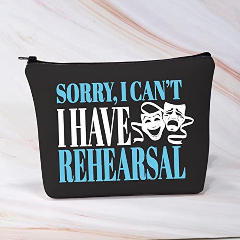BDPWSS Theater Makeup Bag Drama Actor Actress Gifts Comedy Tragedy Mask Theatre Bag Sorry i Can't i Have Rehearsal Funny Drama Student Gift (I Have Rehearsal bl)