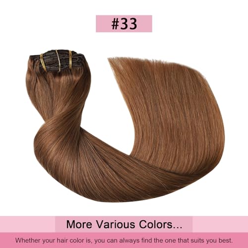 Dark Auburn Copper Clip-In Human Hair Extensions 120g 7-Piece 18 Inch
