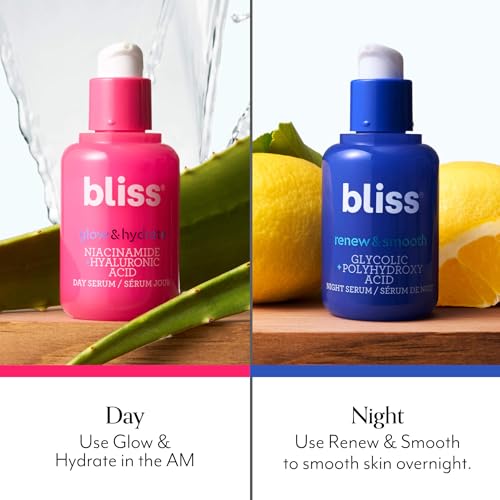Bliss Brighten & Renew Serum Duo | Vitamin C & Glycolic Acid Serums | Anti-Aging and Brightening Face Serums Duo for Bright, Smooth & Firm Skin
