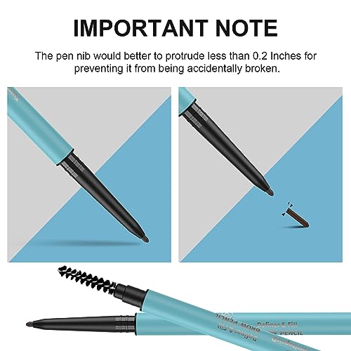 TurritopsisD Eyebrow Pencil Liner ¡¼2-Pack Dark Brown¡½ Waterproof Long-Lasting Retractable Extra-thin Pen Built-in Brush Create Eye Brow Natural Makeup