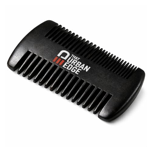 That Urban Edge Wooden Beard Comb for Men | Anti-Static Dual-Sided Wide & Fine Tooth Beard Pick & Mustache Comb | Smooth No-Snag Grooming, Pocket-Size Detangler