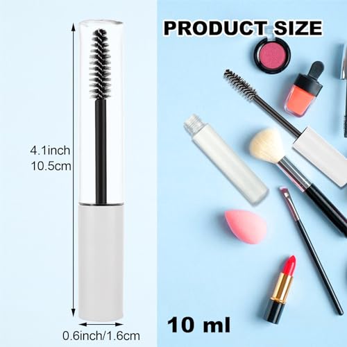 50 Pcs Empty Mascara Tube with Eyelash Wand, 10 ml Refillable Eyelash Cream Container with Leak Stoppers, Eyelash Cream Container Bottle for DIY Cosmetics