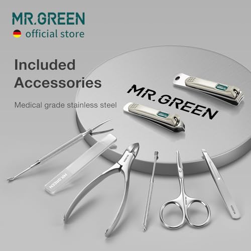 MR.GREEN 8-in-1 Pedicure & Manicure Nail Clipper Set with Microfiber Leather Case - Mr-6658