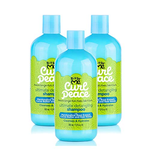 Just For Me Curl Peace Detangling Shampoo 12oz Pack of 3 - Sulfate-Free, Hydrating Kids Hair Care