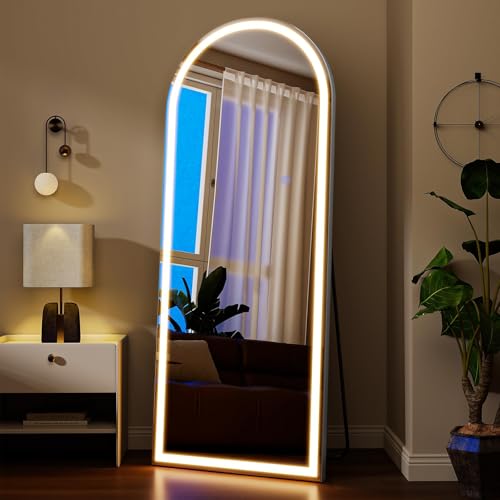 White LED Arched Full Length Mirror 56x21 with Dimmable Lights