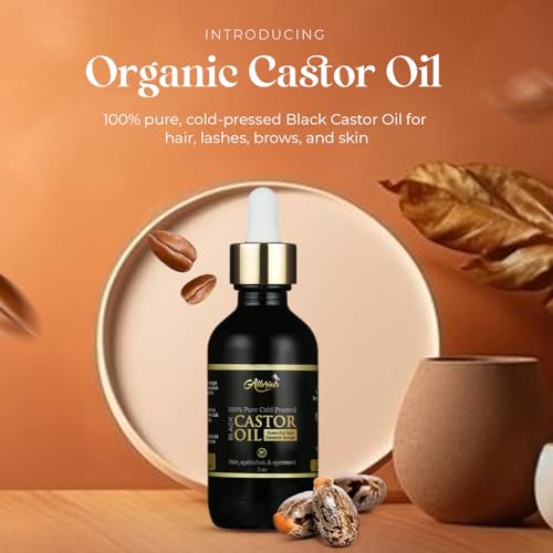 Organic Castor Oil for Hair Skin & Eyelashes - 2 Fl Oz Pure Moisturizer