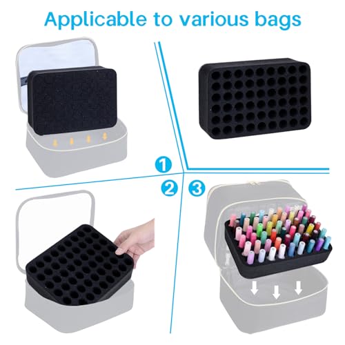 YAHOURWAT 2 Pack Nail Polish Organizer Tray with 108 Slots (15ml) Black – Foam Drawer Insert
