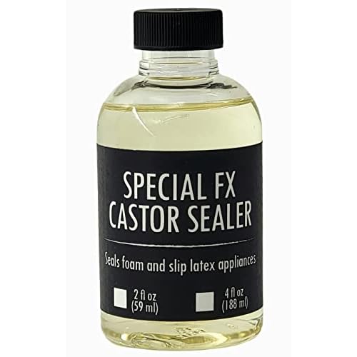 Generic Castor Sealer Liquid - Latex Sealer - Seals & Preps Prosthetics - Eliminates Greasepaint - Medium, 4 oz, Clear Yellow, BPA Free