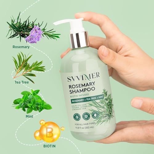 Svvimer Rosemary Hair Thickening Shampoo 11.8 Oz Pack of 2 for Fuller, Stronger Hair
