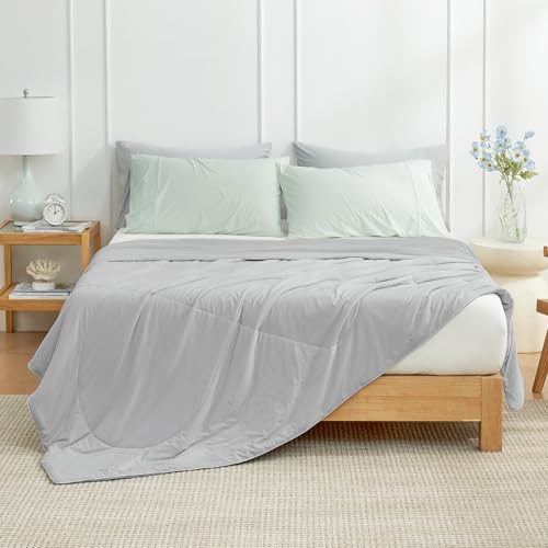 Cooling Comforter for Hot Sleepers Twin Size - Gray, Breathable & Soft