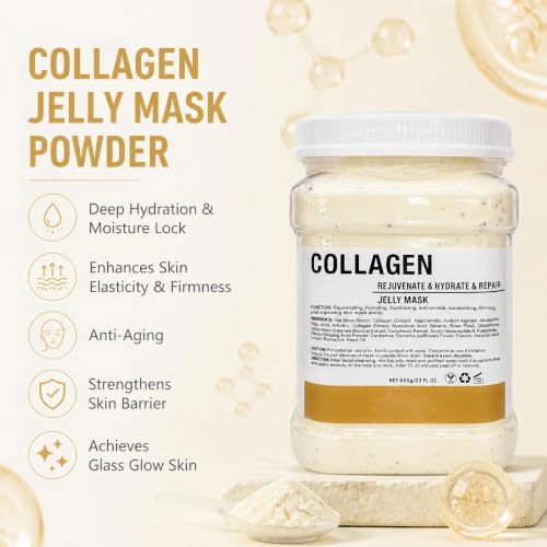 Collagen Jelly Face Mask Powder for Hydrating & Firming - 23 Fl Oz - Home Spa DIY Skincare - Variation: Collagen 1 Pack