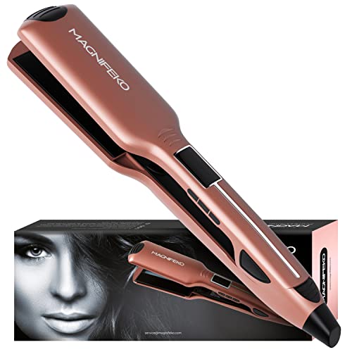 Magnifeko Rosegold Professional Flat Iron Hair Straightener Wide Plate & Digital Display
