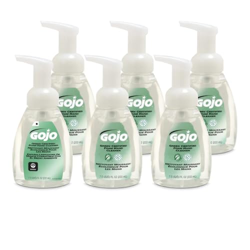 GOJO Green Certified Foam Hand Cleaner, Fragrance Free, 7.5 fl oz Foaming Hand Soap Pump Bottle (Pack of 6) - 5715-06