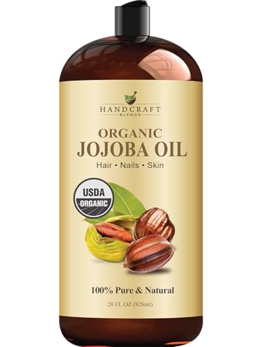 Organic Jojoba Oil 28 Fl Oz - Cold-Pressed, USDA Certified, Moisturizes Skin & Hair