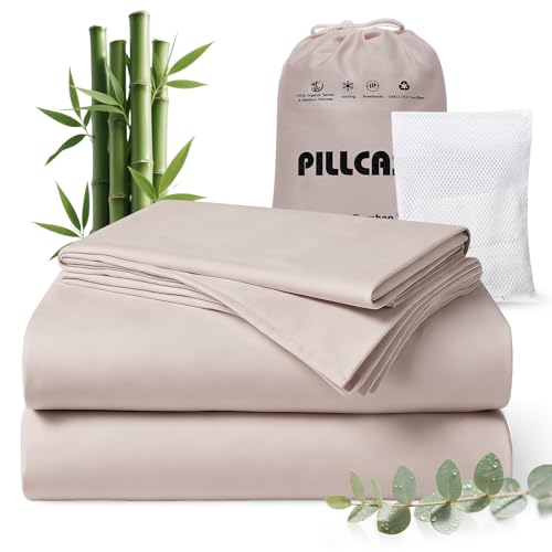 Luxury Organic Tencel & Bamboo Cooling Sheet Set King in Sand with Deep Pockets