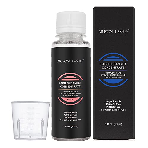 Eyelash Cleanser Concentrate 100ml Lash Extensions Shampoo Natural Foaming Cleanser DIY Non-lrritating Wash for Extensions Lashes with Salon Home Care-Makes 20 Bottles 60ml lash Shampoo (Peach)
