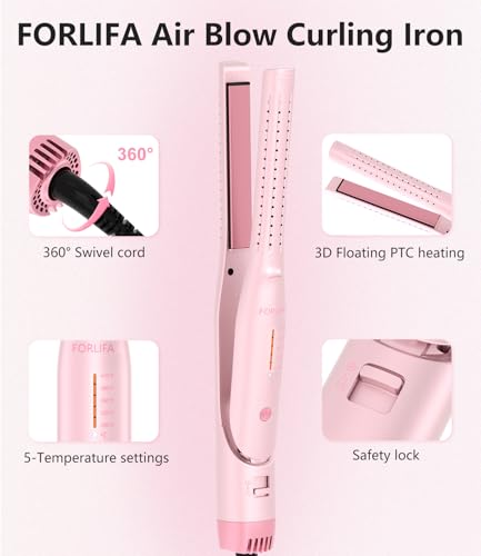 0.6 Inch Curling Iron for Short Hair, 2-in-1 Flat Iron & Curler, Cool Airflow Styler