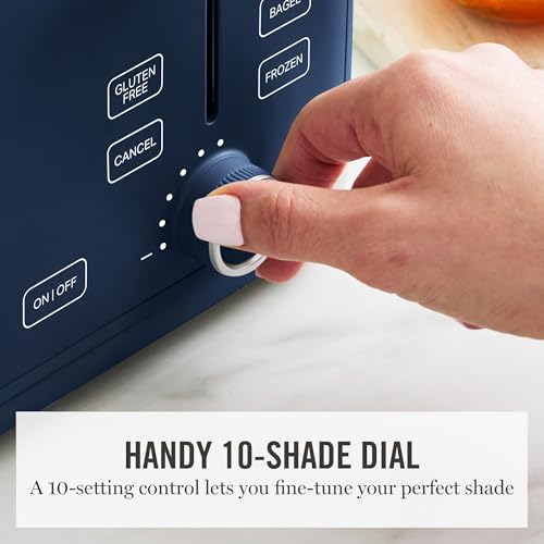 Martha Stewart 4-Slice Toaster Indigo Blue with 10 Shade Settings & 3 Presets