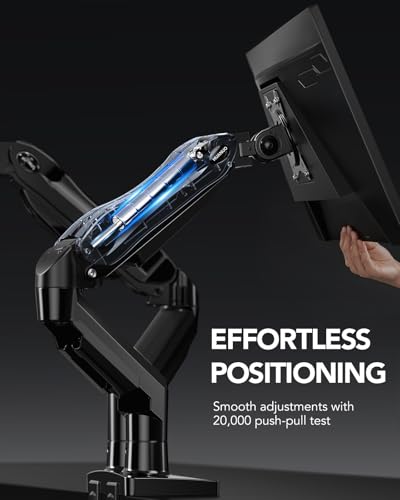 HUANUO FlowLift Dual Monitor Stand 13–32" Full Motion w/ C-Clamp or Grommet, 75x75/100x100 VESA, 4.4–19.8 lb per arm - Black / 1